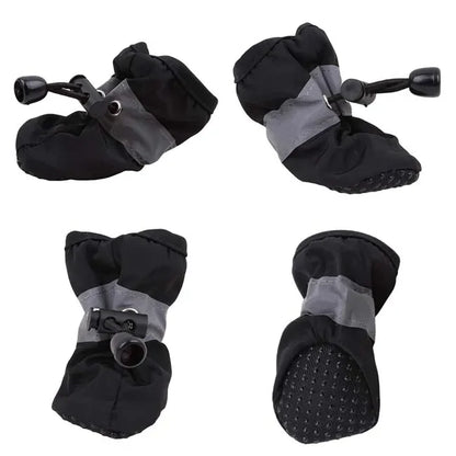 4Pcs Waterproof Dog Boots - Non-Slip Reflective Paw Protectors with Soft Breathable Lining