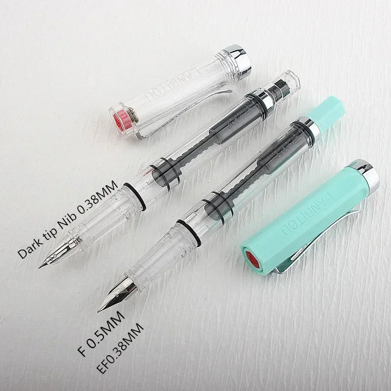 3059 Piston Fountain Pen – High-Quality Transparent Resin with EF/F Nib (0.38/0.5mm) for Business & Gift