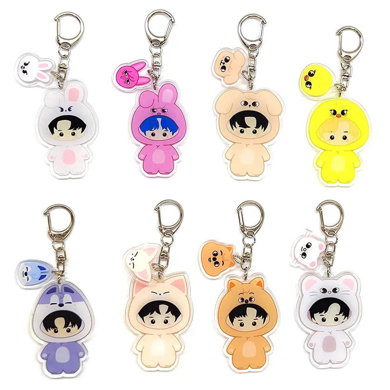 8pcs KPOP Acrylic Keychain Set — Cute Bag Pendants for Fans & Gifts