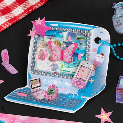 Mr.Paper Y2K Retro Glitter Sticker Book - 20-Sheet Aesthetic Stickers for Journaling, Scrapbooking & DIY Decor