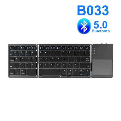 Tri-Fold Bluetooth Wireless Keyboard with Touchpad – Portable Rechargeable Mini Keyboard for Windows, Android & iOS Devices