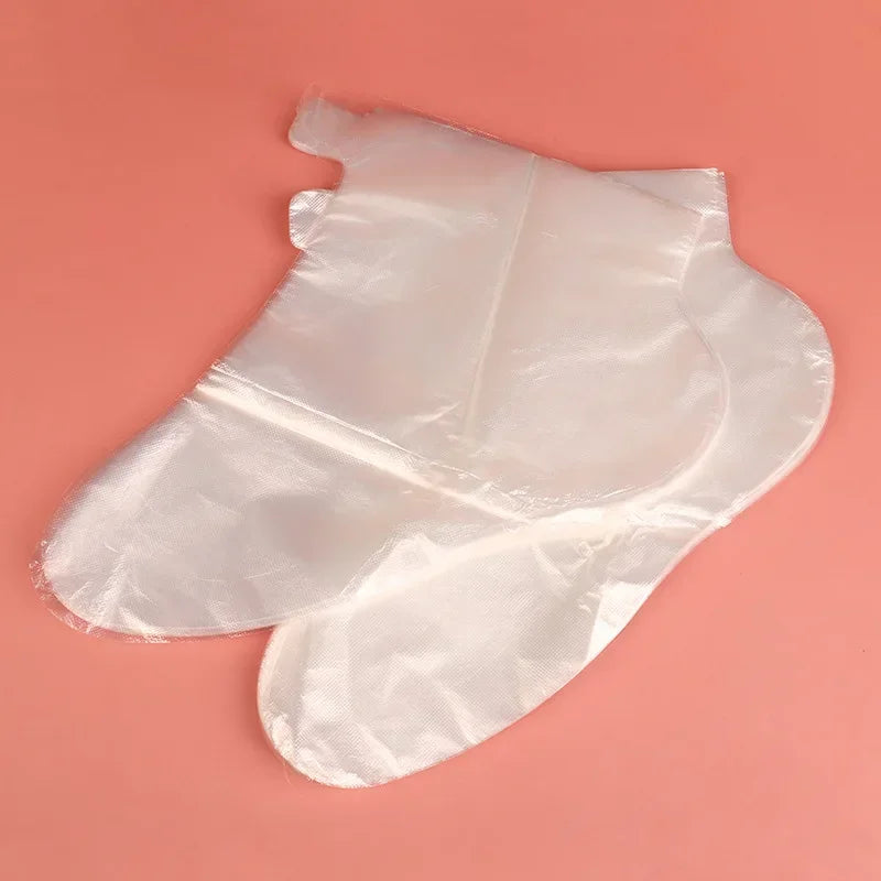 100PCS Transparent Disposable Foot Bags for Detox, Pedicure, & Foot Care - Prevent Infection & Chapped Skin, Bath Wipes