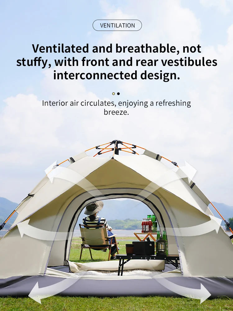 Outdoor Folding Tent – Fully Automatic Quick Opening, 3-4 Person Self-Driving Camping Tent, Rain & Sun Proof, Portable