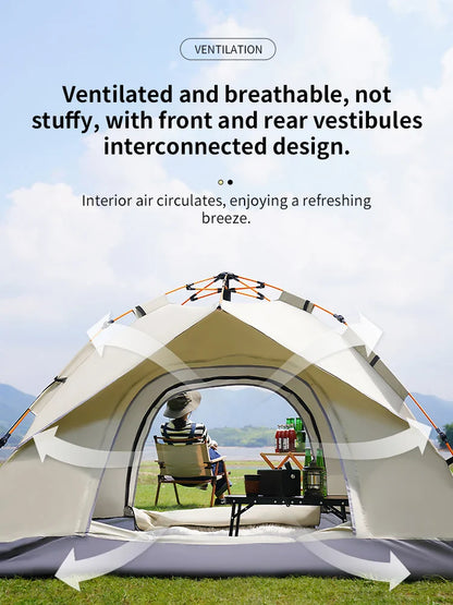 Outdoor Folding Tent – Fully Automatic Quick Opening, 3-4 Person Self-Driving Camping Tent, Rain & Sun Proof, Portable