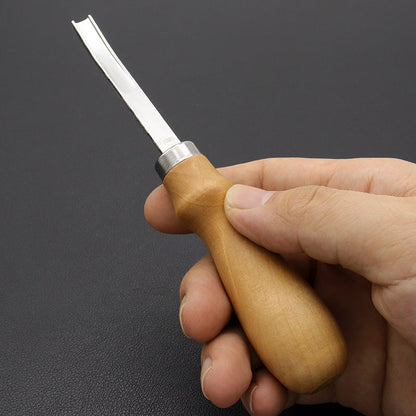 4mm-16mm Leather Edge Beveler Knife – Practical Skiving & Trimming Tool with Wood Handle for DIY Leathercraft