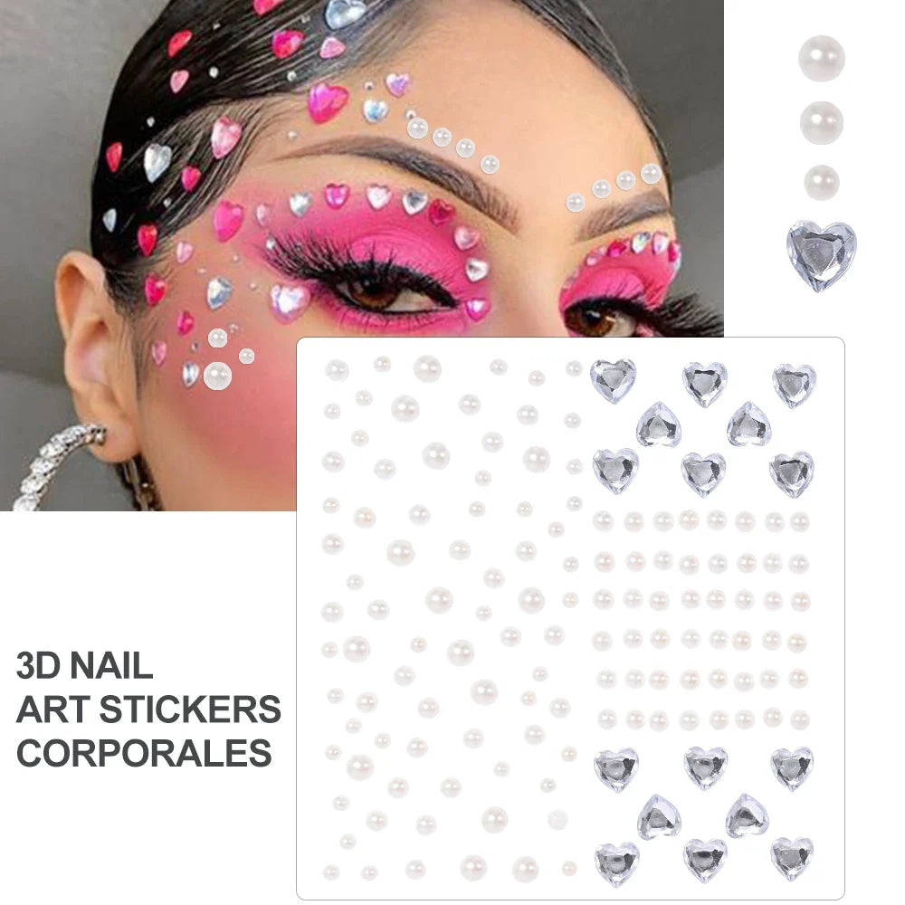 3D Holographic Teardrop Rhinestone Stickers - Self-Adhesive Crystal Diamond Face, Eye & Hair Decoration Tattoos