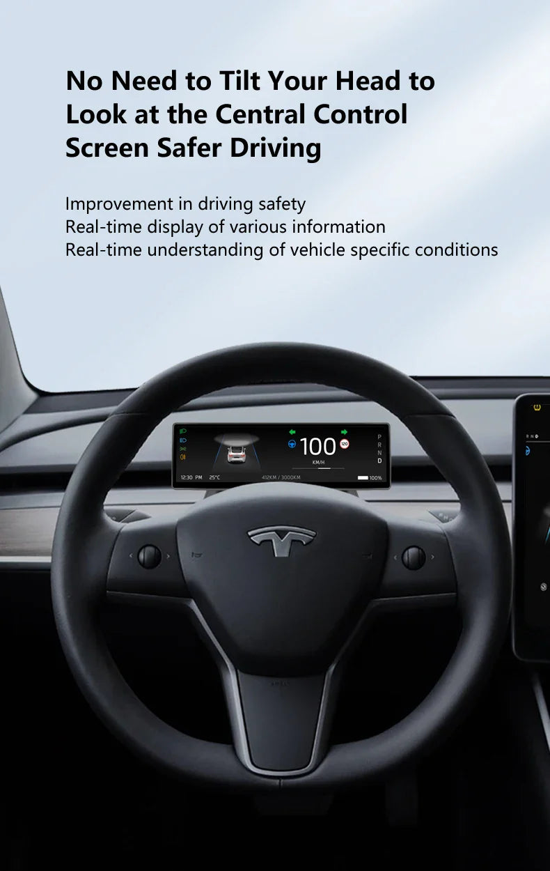 Carbar 8.8" Smart Dashboard Touch Screen – Wireless CarPlay & Android Auto for Tesla Model 3 & Y, Free Air Vent Camera