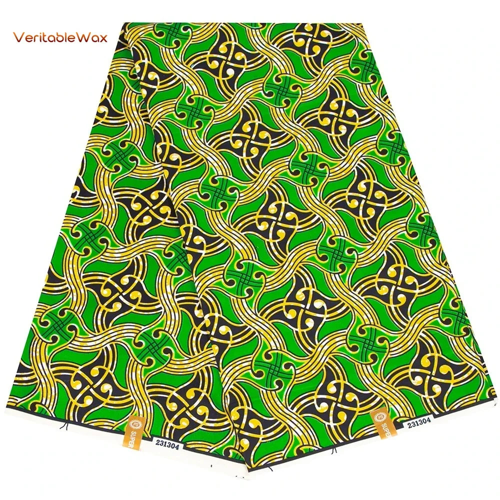 Ankara African Wax Print Fabric - Batik Pagne Polyester Material for DIY Sewing, Patchwork & Wedding Dress Craft