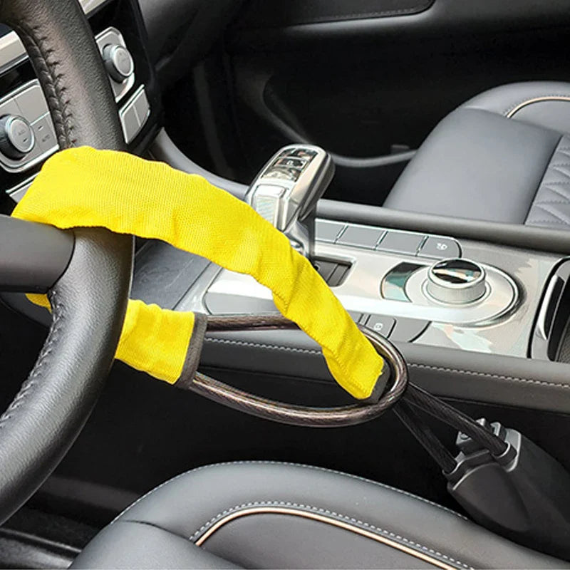 Car Steering Wheel Lock : Retractable Anti-Theft Seat Accessory with 2 Keys - Automobile Security Enhancement