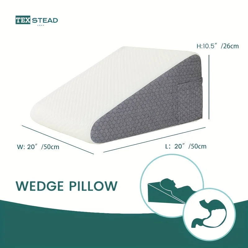 Memory Foam Bed Wedge Pillow: Ideal for Sleeping, Post-Surgery Recovery, and Air Layer Comfort