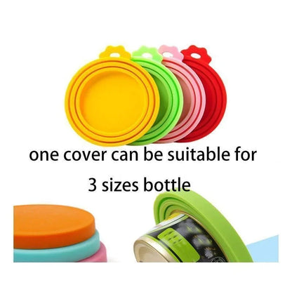 3-in-1 Reusable Pet Food Can Silicone Cover: Seal Cap Lid for Dogs and Cats - Suitable for 8.5cm/7.5cm/6.5cm Storage Tin, Essential Pet Supplies