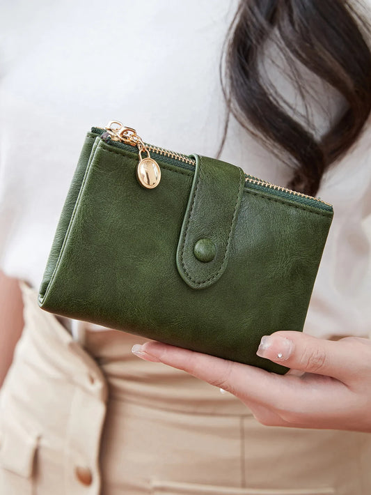 Minimalist Women’s Short Wallet – Large Capacity Triple-Layer Double Zipper Card Holder & Money Bag
