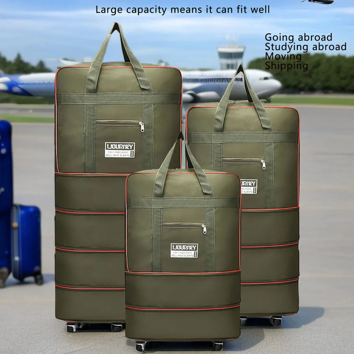 Folding Travel Bag with Swivel Wheels – Large Capacity Telescopic Luggage Storage Box for Overnight Trips & Travel