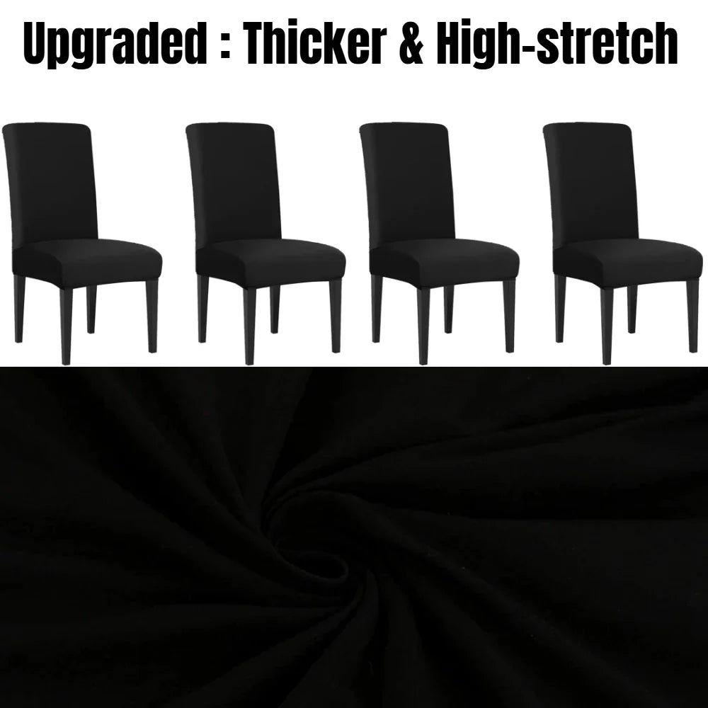 4Pc High Stretch Dining Chair Covers – Elastic Non-Slip Slipcovers, Removable Seat Protectors for Living Room, Kitchen & Wedding