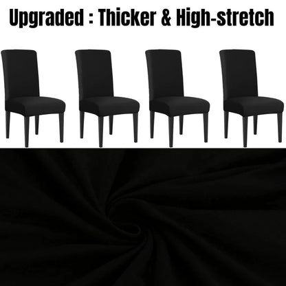 4Pc High Stretch Dining Chair Covers – Elastic Non-Slip Slipcovers, Removable Seat Protectors for Living Room, Kitchen & Wedding