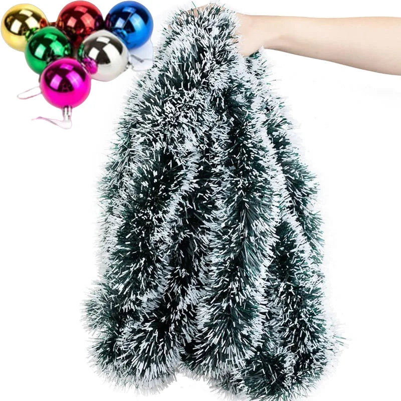 Christmas Bow Tinsel Ribbon Garland – Green Ribbon for Tree, Wreath & Holiday Decor