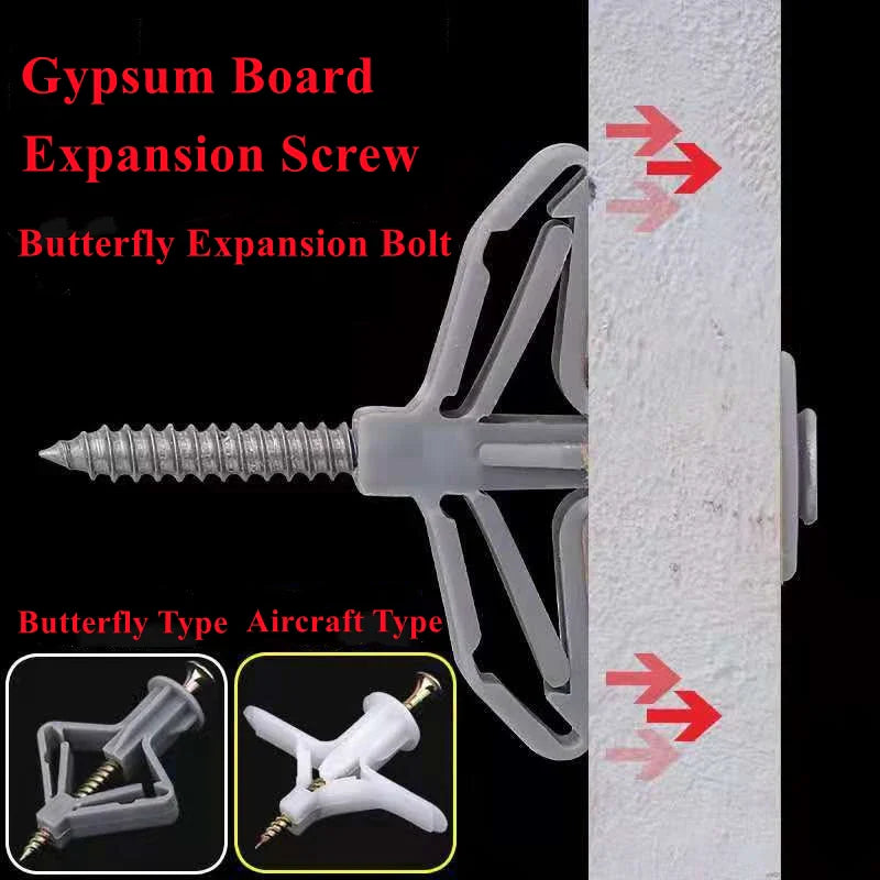 50/100Pcs Self-Drilling Drywall Anchor Kit with Screws – Nylon Expansion Anchors for Gypsum Board & Wall Mounting