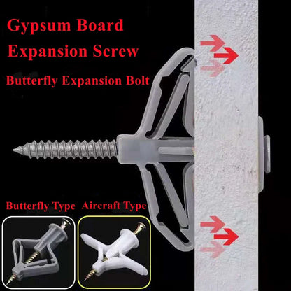 50/100Pcs Self-Drilling Drywall Anchor Kit with Screws – Nylon Expansion Anchors for Gypsum Board & Wall Mounting