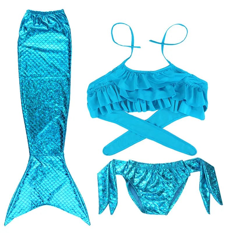 Little Girl Mermaid Tail Swimsuit — Kids Beach Bikini Cosplay Costume, Perfect Birthday Gift for Girls