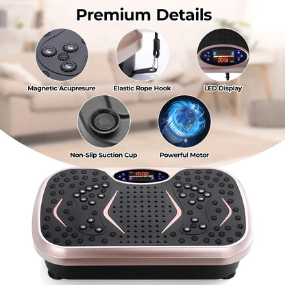 Vibration Plate Exercise Machine – Whole Body Fitness Platform with Loop Bands for Home Workout