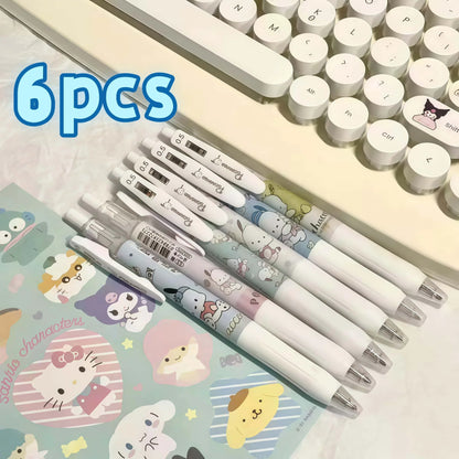 6PCS Kawaii Sanrio Pochacco Gel Pens – Cute Cartoon Retractable Pens for Writing, Journals & Office Supplies