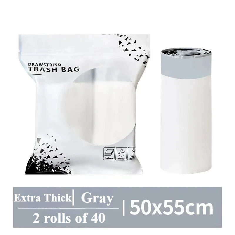 Garbage Bags with Drawstring – Transparent Disposable Bags for Household, Kitchen & Dorm Use, 3 Size Options