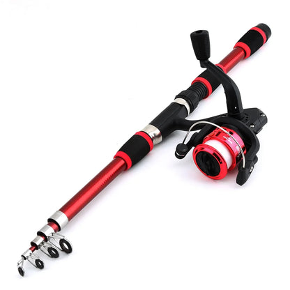 Fishing Pole Set - Telescopic Rod & Spinning Reel Combo with Baits, Hooks & Travel Accessories