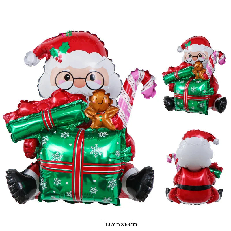 Merry Christmas Foil Balloon Set – Santa Snowman Christmas Tree Elk Cartoon Party Decorations Supplies