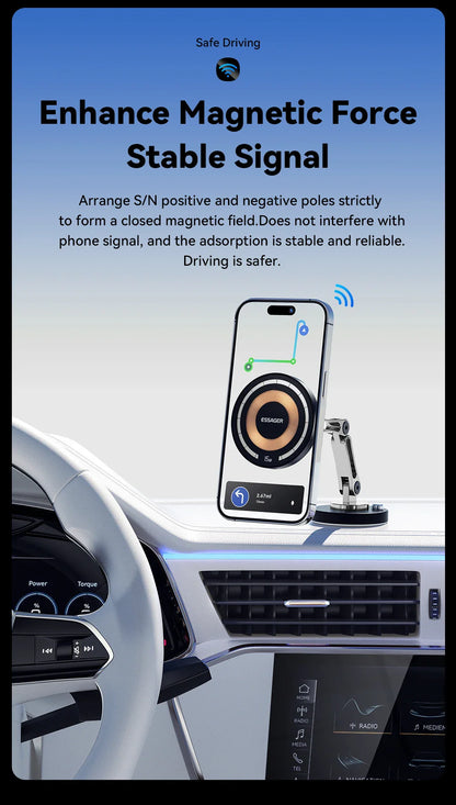 Essager Magnetic Wireless Car Charger – 15W Fast Charging Phone Holder Mount for MagSafe iPhone 15/14/13 Pro Max