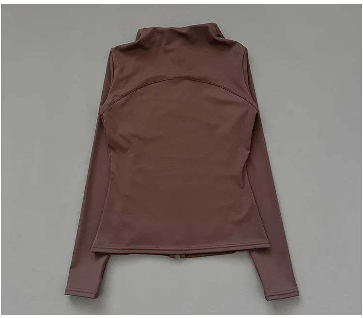 Quick Dry Stand-Up Collar Fitness Jacket for Women – Slim-Fit Zipper Yoga, Running & Cycling Top