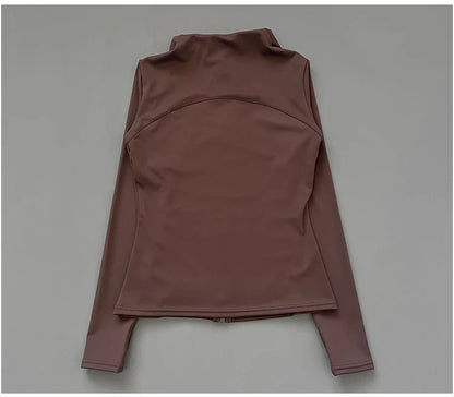 Quick Dry Stand-Up Collar Fitness Jacket for Women – Slim-Fit Zipper Yoga, Running & Cycling Top