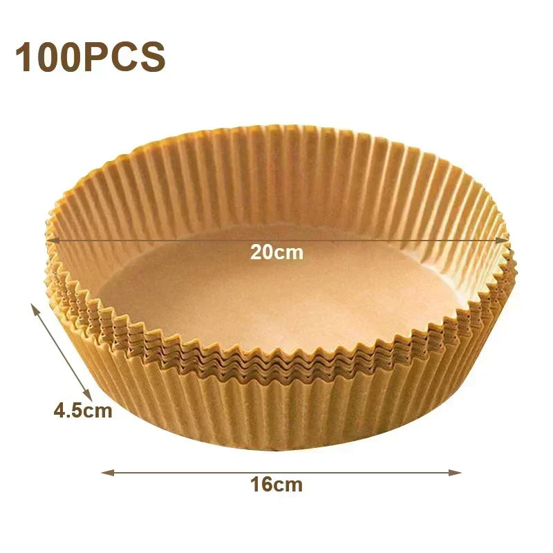 Disposable Air Fryer Liners Non-Stick Parchment Baking Paper for Air Frying, Roasting & Microwave Use