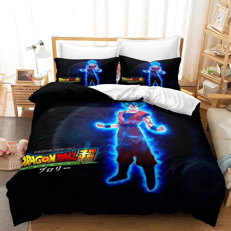 Goku Super Saiyan Dragon Ball Bedding Set – 2/3pcs Duvet Cover & Pillowcase 3D Anime Quilt Cover for Teens