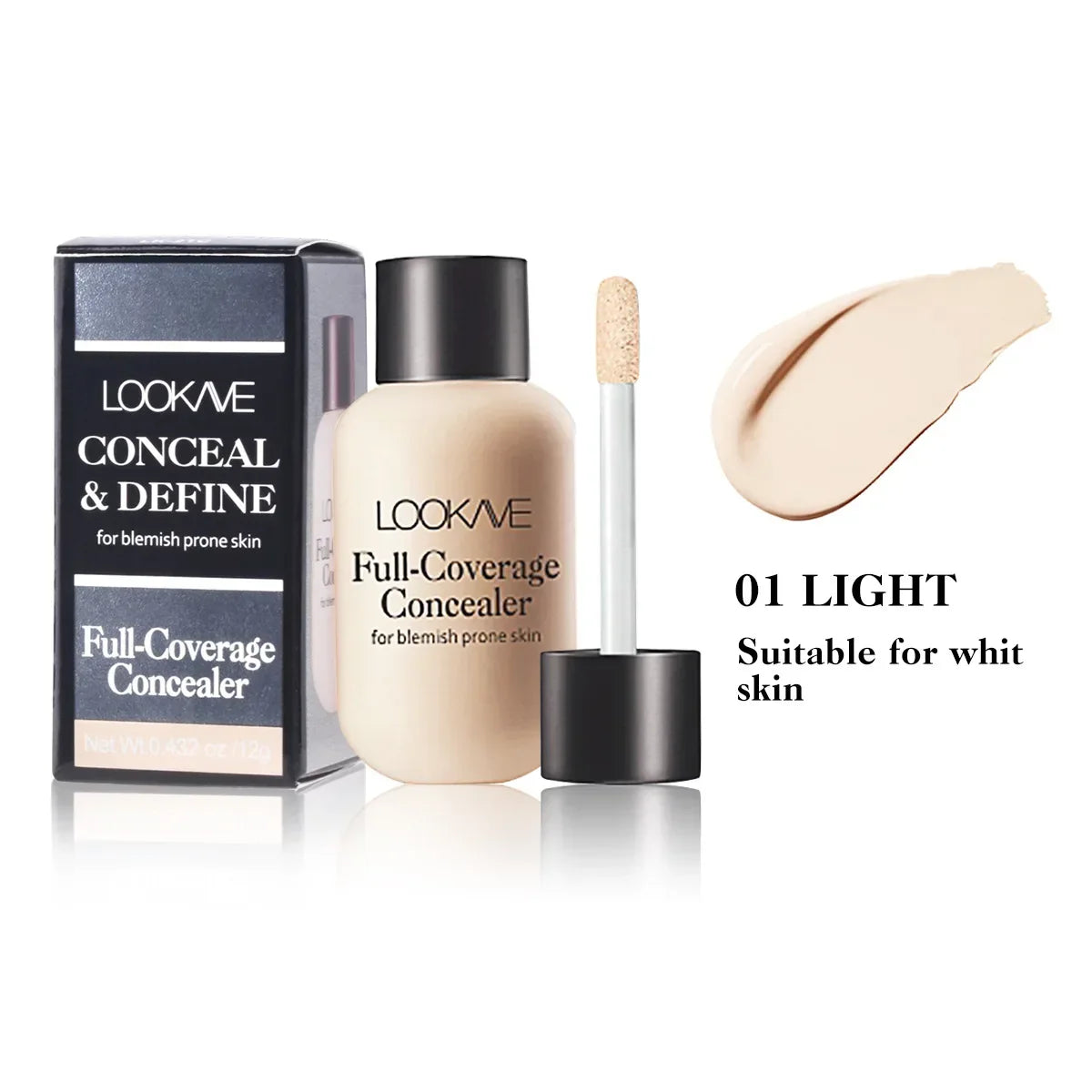 Waterproof Liquid Concealer Foundation – Full Coverage Cream for Acne, Scars, Dark Circles & Face Makeup Base