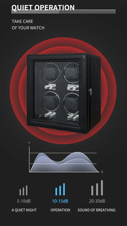 IBBETON Luxury Wood Watch Winder – High-End Automatic Watch Box (2/4/6 Slots) with Mabuchi Mute Motor & Storage Cabinet