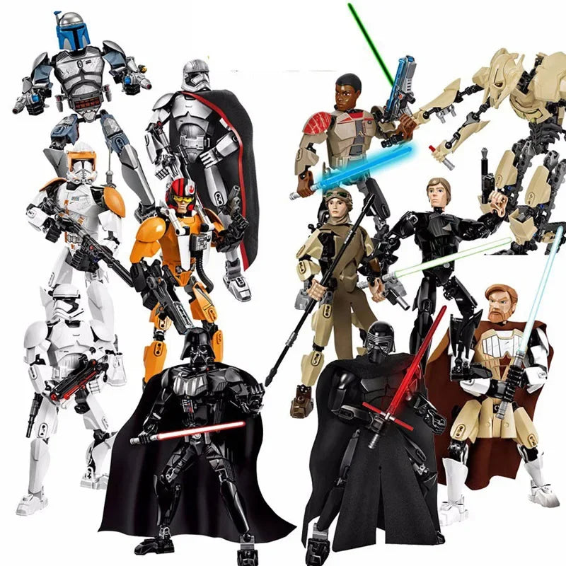 Space Wars Buildable Action Figures — Kylo Ren, Chewbacca, Boba Fett, Jango Fett & General Grievous Toys for Kids (KSZ605/617/326)