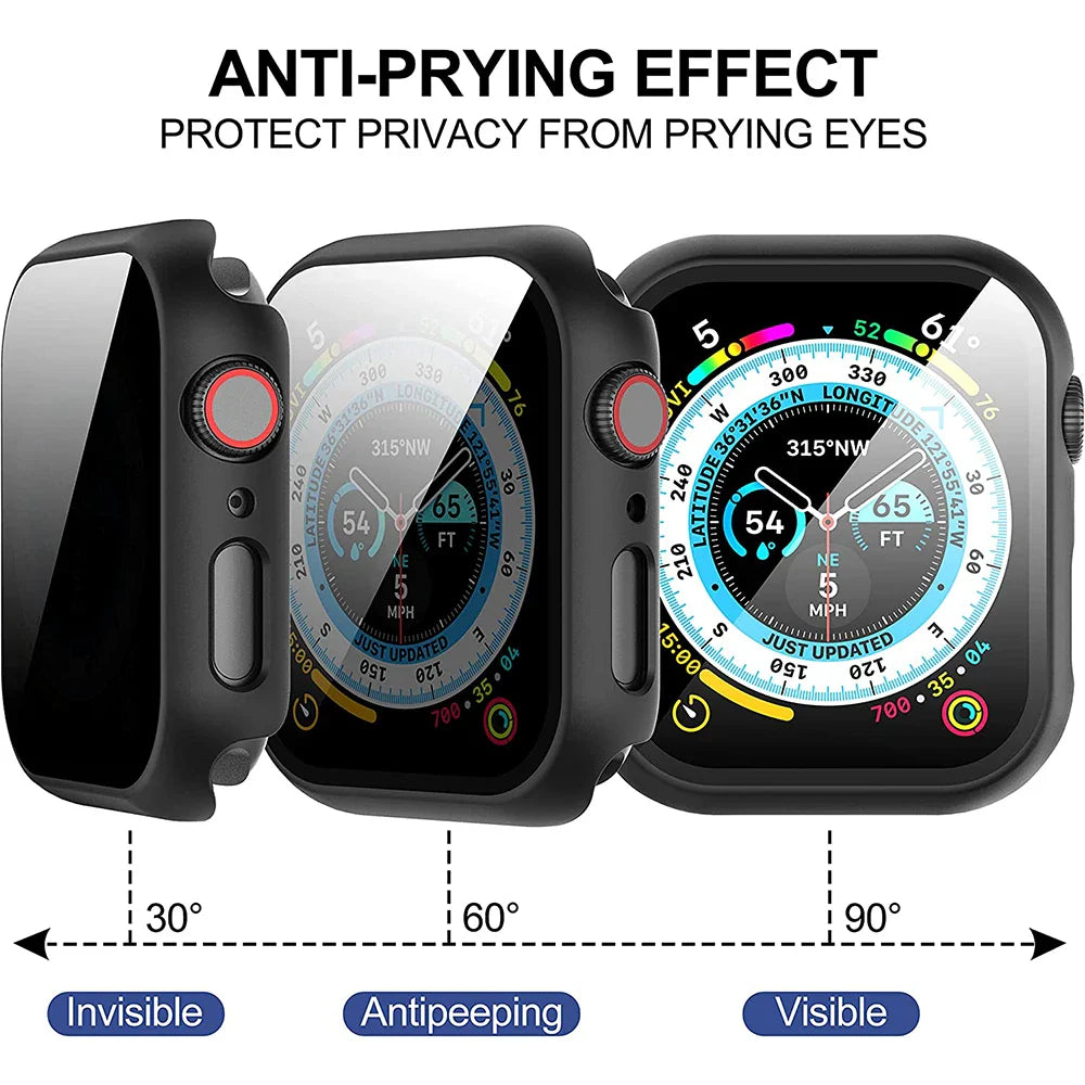Privacy Tempered Glass & Case for Apple Watch Series 10 – 42mm/46mm Anti-Peeping Screen Protector Cover