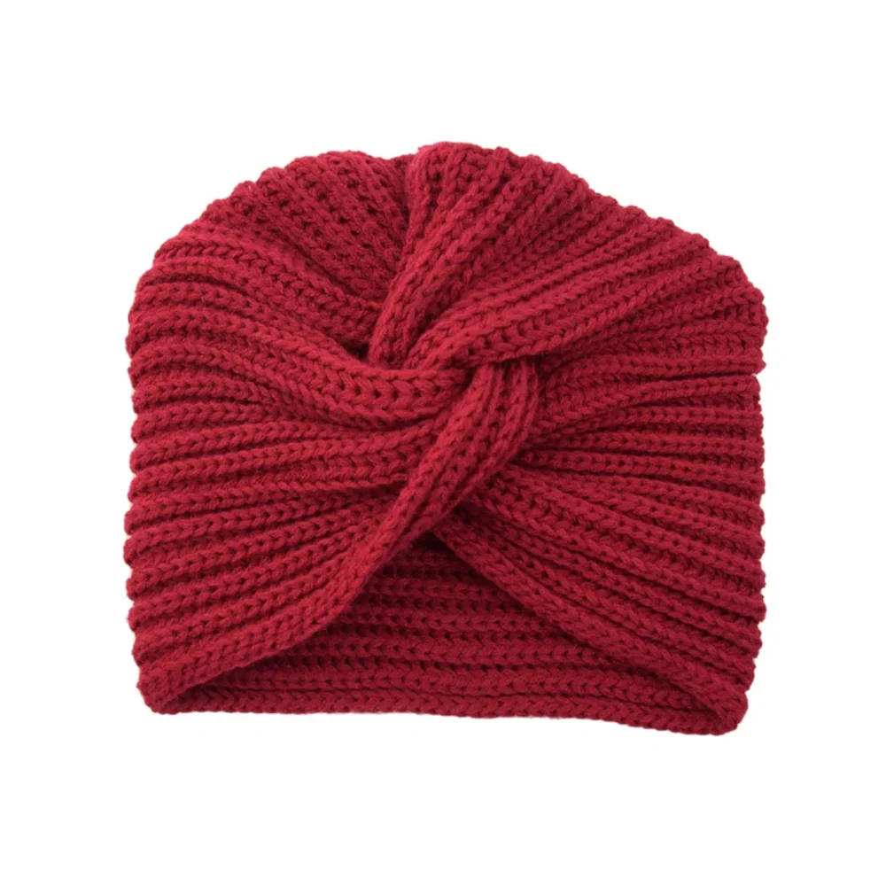 Women's Knitted Turban Hat - Bohemian Cashmere Cross Wrap Indian Wool Bonnet Cap