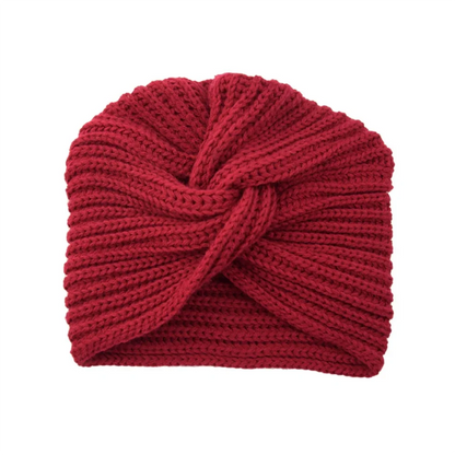 Women's Knitted Turban Hat - Bohemian Cashmere Cross Wrap Indian Wool Bonnet Cap