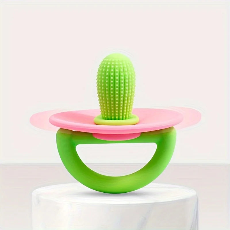 Silicone Teether Ring – Pacifier-Style Soft Teething Tool with Molar Massage Dots