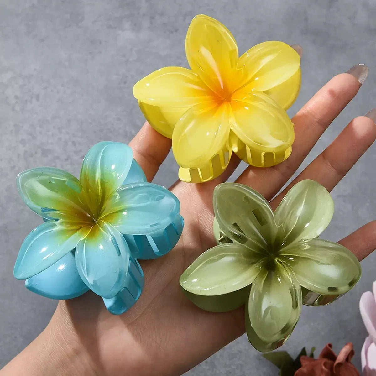18Pcs Egg Flower Hair Clips | Gradient Candy Color Flowers, Shark Clips for Daily Ponytail Styling