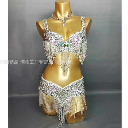 Sexy Girl Belly Dance Costume Set – Bra & Belt Set in 10 Colors for Ladies Bellydancing