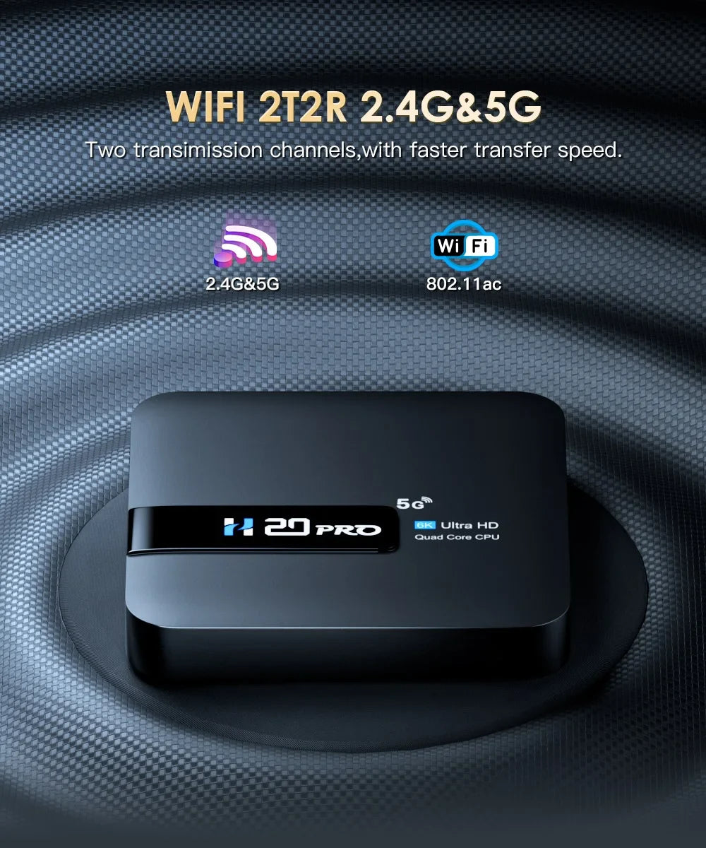 H20PRO Smart Android TV Box – Android 10.0, 16GB, Dual WiFi 2.4&5G, 4K/1080P Media Player with Play Store