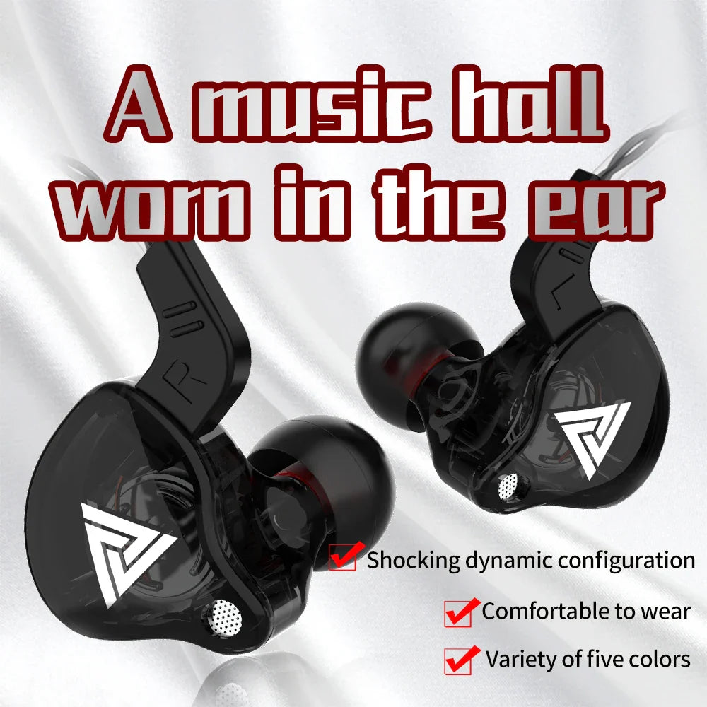 QKZ AK6 In-Ear Earphones - 6 Dynamic Drivers, Stereo Headphones with Mic, Sports HIFI Subwoofer Monitor Earbuds