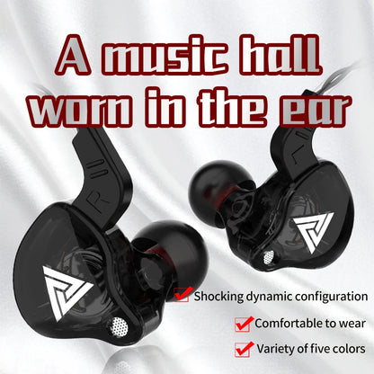 QKZ AK6 In-Ear Earphones - 6 Dynamic Drivers, Stereo Headphones with Mic, Sports HIFI Subwoofer Monitor Earbuds