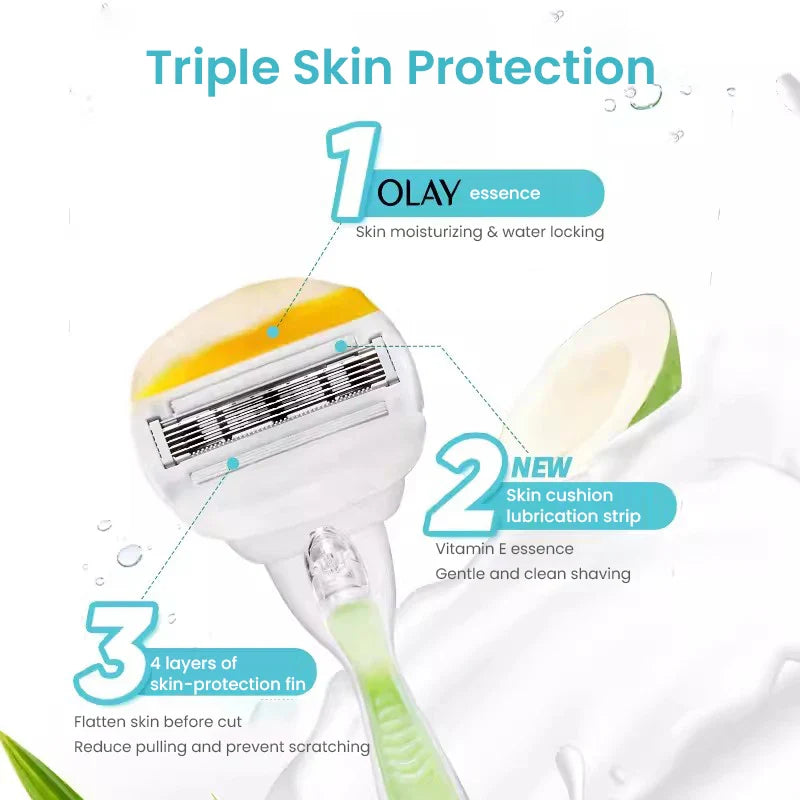Gillette Venus Olay Manual Razor — 5-Layer Blade with Lubricating Strip & Air Cushion for Women’s Body & Bikini Hair Removal