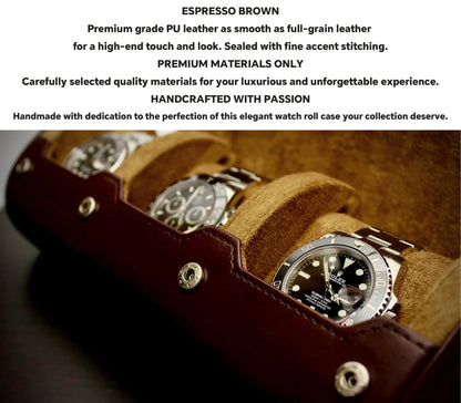 6-Slot Watch Travel Case – PU Leather Organizer Roll for Men & Women, Watch Display Storage Case