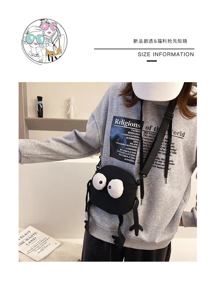 Personalized Canvas Small Shoulder Bag – Trendy Korean Style Crossbody Bag for Young Women Students