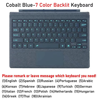 Backlit Bluetooth Keyboard with Trackpad – Wireless Teclado for Microsoft Surface Pro 3–11/X