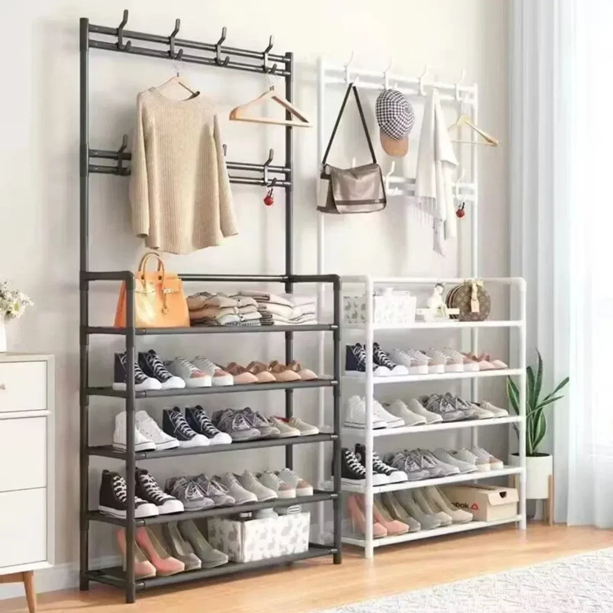 Multi-Layer Shoe Rack Organizer - DIY Clothes Storage, Load-Bearing Household Organizer, Multifunctional Hat Hanger for Shoes